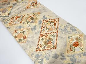 菱に桐・鳳凰模様織り出し袋帯